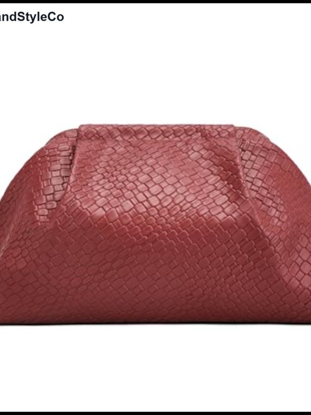 Woven Vegan Leather Dumpling Clutch Evening Bag Cosmetic Pouch